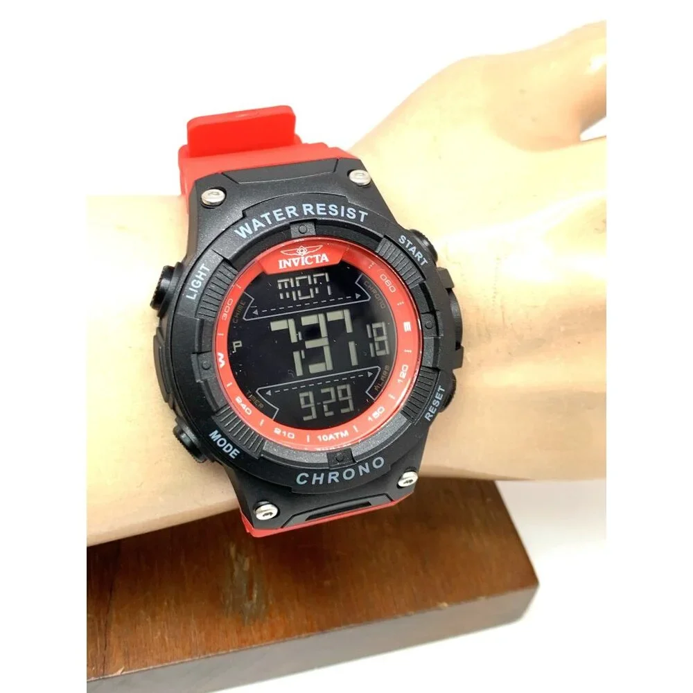 Invicta Men's Watch 47528 Racing Quartz Digital Black Red Resin Strap 52mm